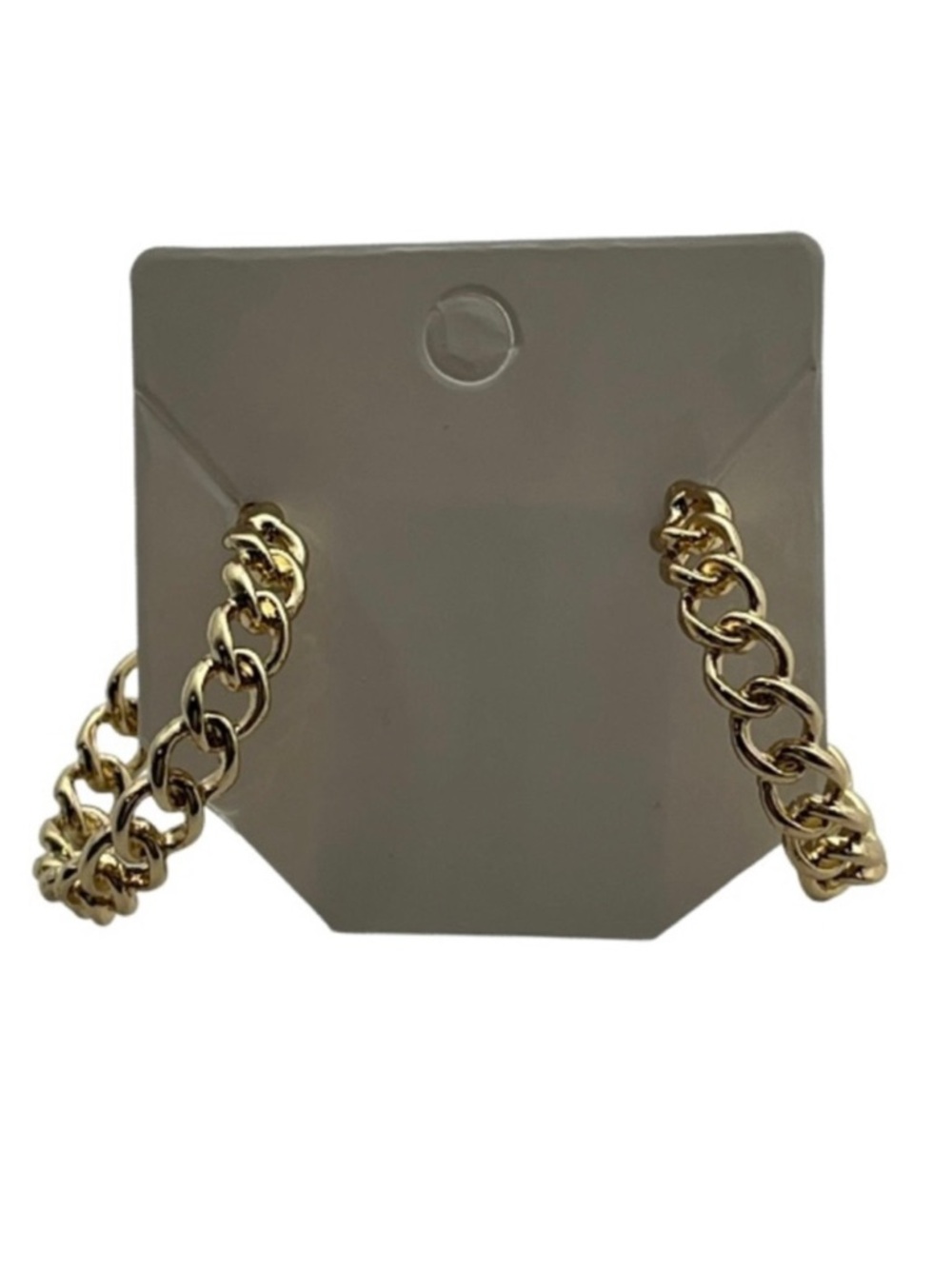 Frozen Gold Tone Chain Hoop Earrings (NWT) - Picture 10 of 11